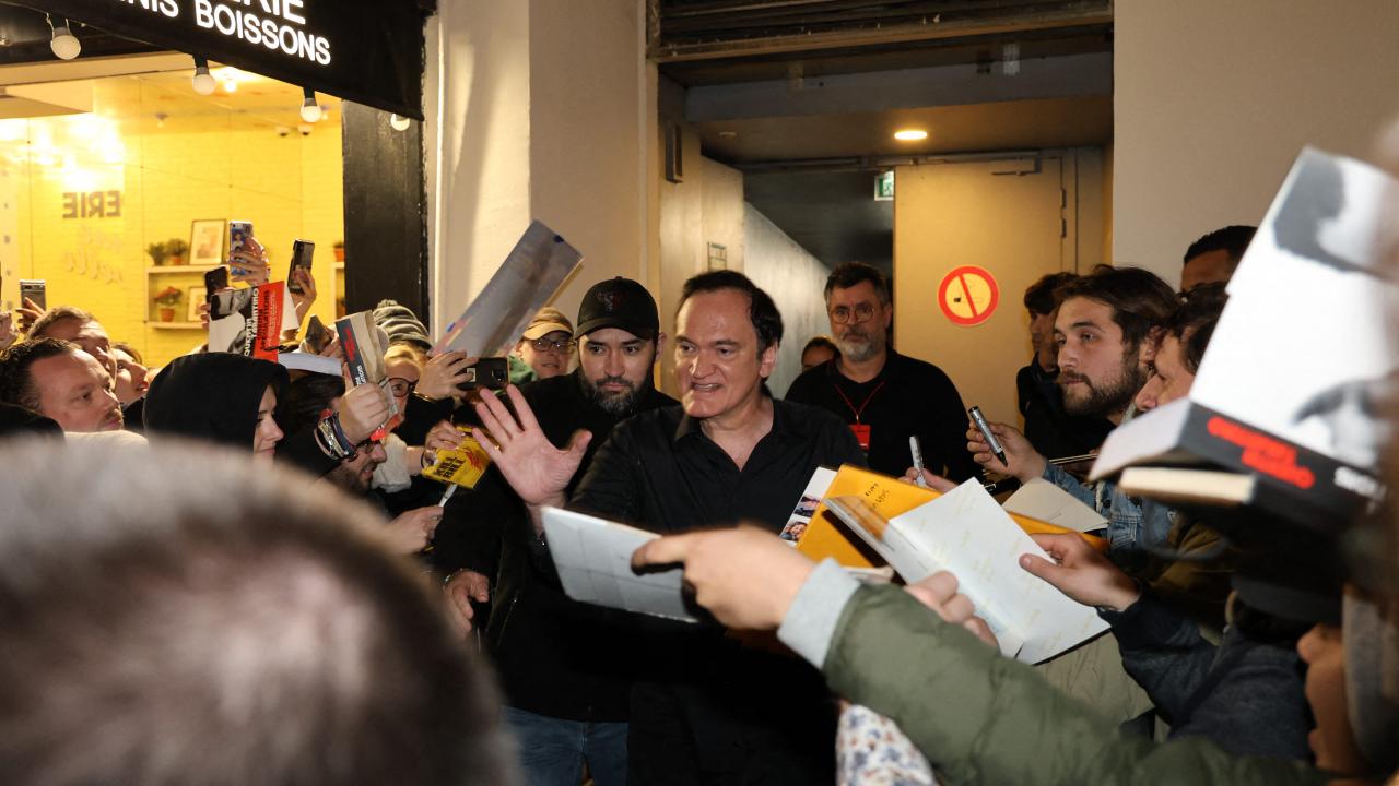 Quentin Tarantino sortant du Grand Rex