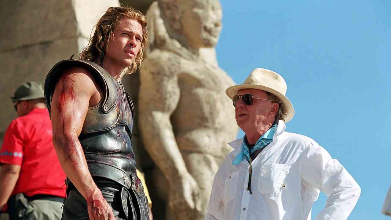 Brad Pitt et Wolfgang Petersen sur le tournage de Troie