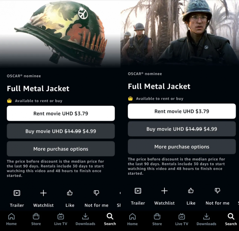 Full Metal Jacket avant/après sur Prime Video